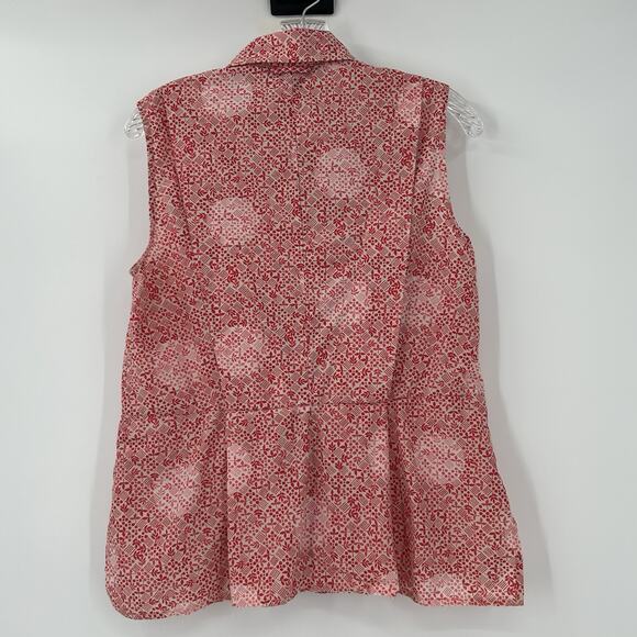Marc by Marc Jacobs Womens Top Size L Red White Floral Button Front Sleeveless - Picture 5 of 10